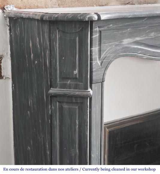 Cheminée de style Louis XV modèle Pompadour en marbre bleu turquin Cheminée de style Louis XV modèle Pompadour en marbre bleu turquin-3
