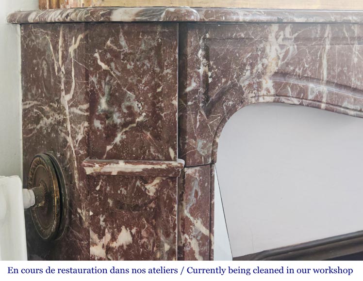 Cheminée de style Louis XV modèle Pompadour en marbre rouge du nord-3