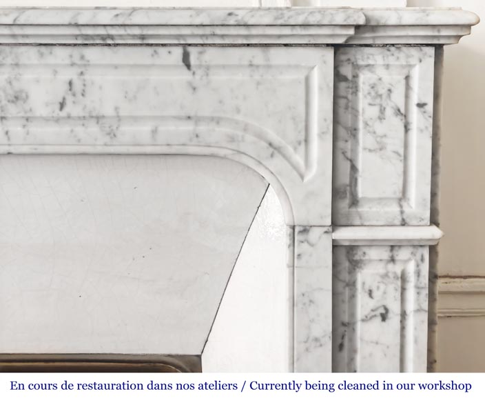 Cheminée de style Louis XV type Pompadour droite en marbre de Carrare veiné Cheminée de style Louis XV type Pompadour droite en marbre de Carrare veiné-6