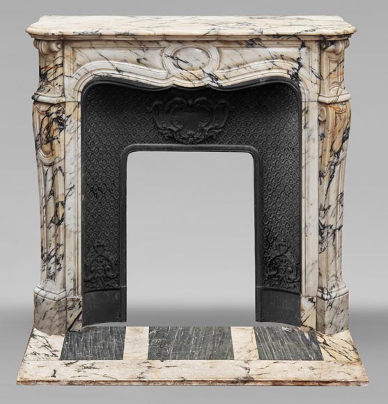 Cheminée de style Louis XV modèle Pompadour en marbre Paonazzo-0