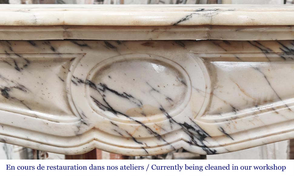 Cheminée de style Louis XV modèle Pompadour en marbre Paonazzo-1