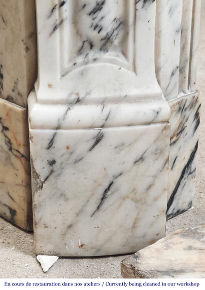 Cheminée de style Louis XV modèle Pompadour en marbre Paonazzo-4