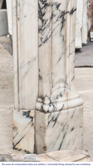 Cheminée de style Louis XV modèle Pompadour en marbre Paonazzo-7