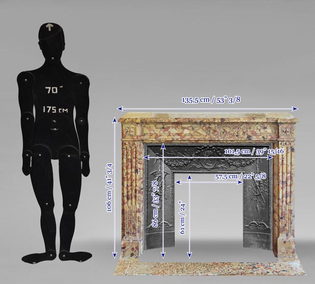 Cheminée d'époque Louis XVI en marbre brèche d'Alep Cheminée d'époque Louis XVI en marbre brèche d'Alep-10