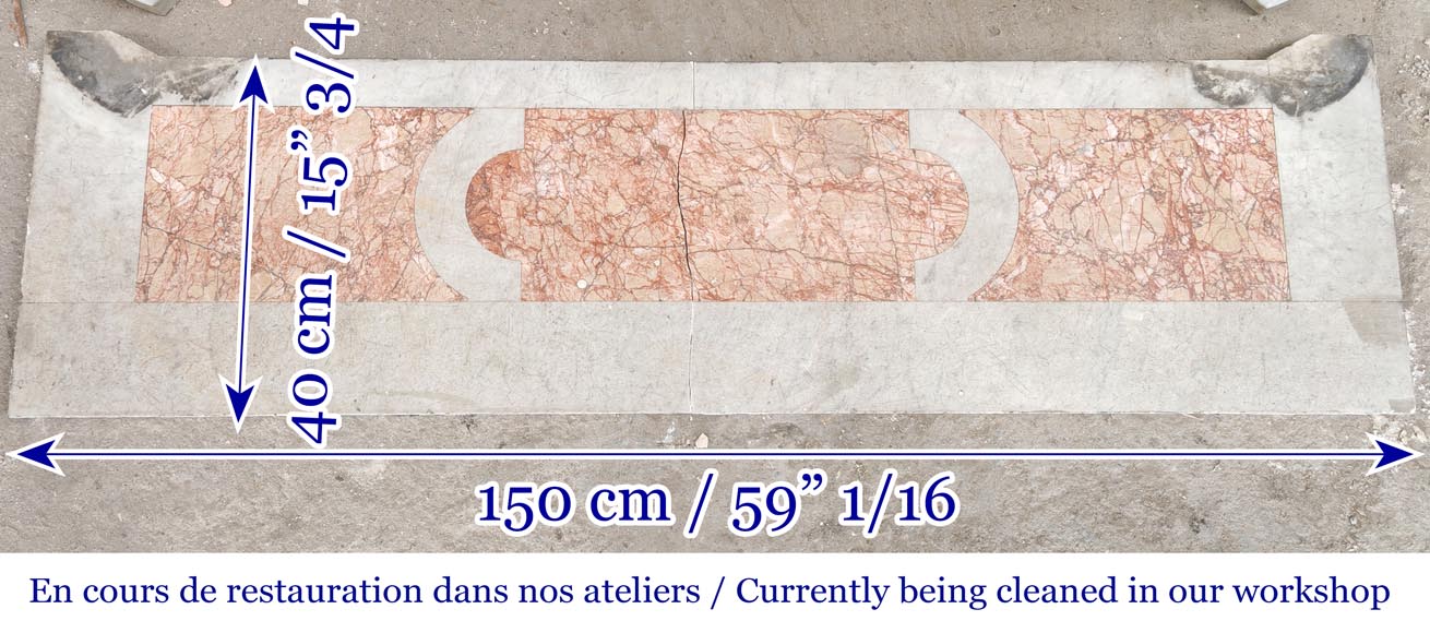 Cheminée de style Louis XV en marbre de Carrare décorée d'une palmette Cheminée de style Louis XV en marbre de Carrare décorée d'une palmette-9