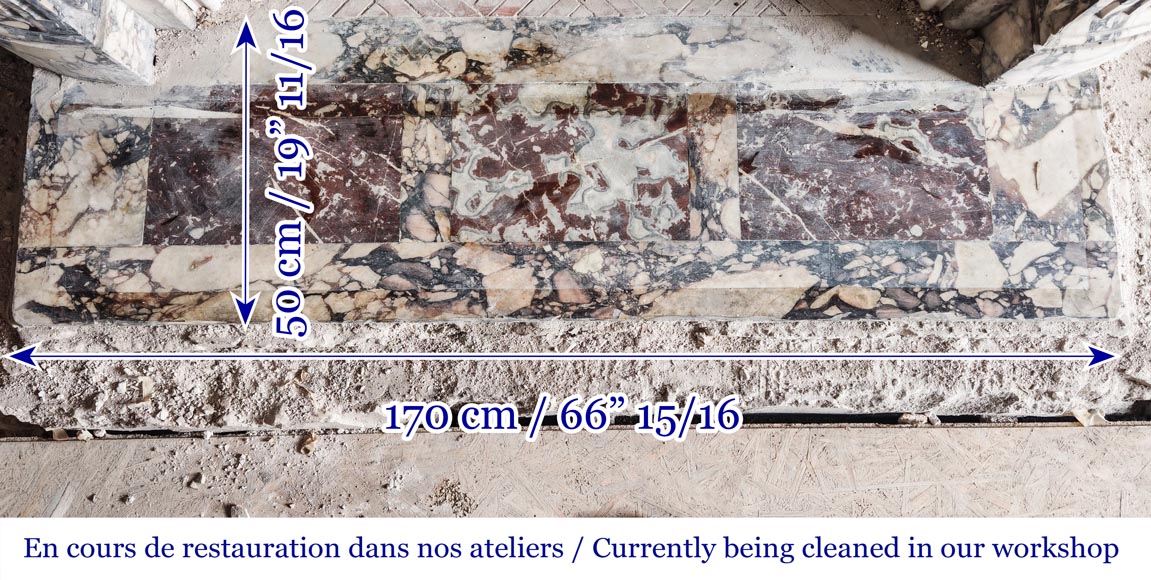 Cheminée de style Régence sculptée en brèche violette Cheminée de style Régence sculptée en brèche violette-9