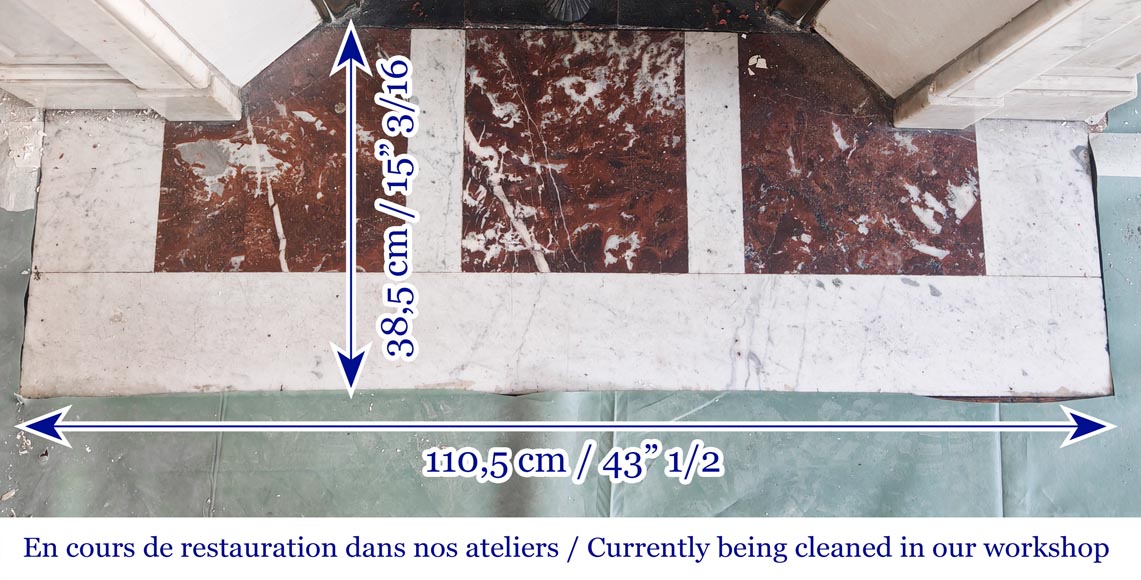 Cheminée droite de style Louis XV modèle Pompadour, en marbre de Carrare Cheminée droite de style Louis XV modèle Pompadour, en marbre de Carrare-8