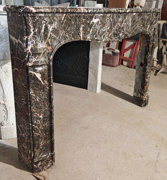 Cheminée Louis XV d'époque en marbre gris veiné-3
