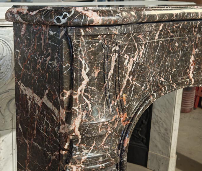 Cheminée Louis XV d'époque en marbre gris veiné-4