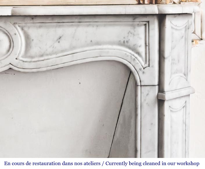 Cheminée de style Louis XV modèle Pompadour plate en marbre de Carrare-6