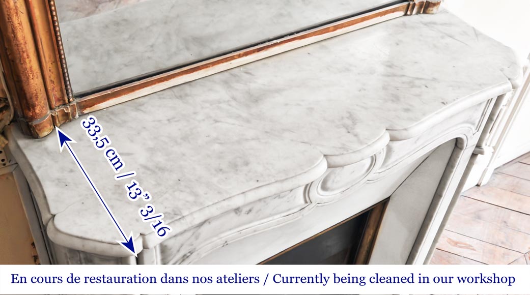 Cheminée de style Louis XV modèle Pompadour plate en marbre de Carrare-8