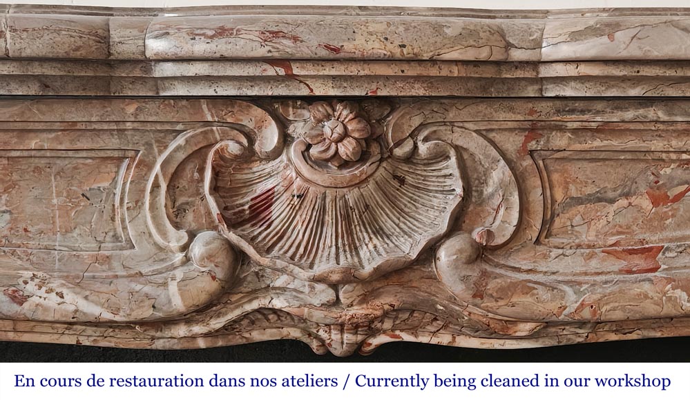 Cheminée de style Louis XV en marbre Sarrancolin Cheminée de style Louis XV en marbre Sarrancolin-1