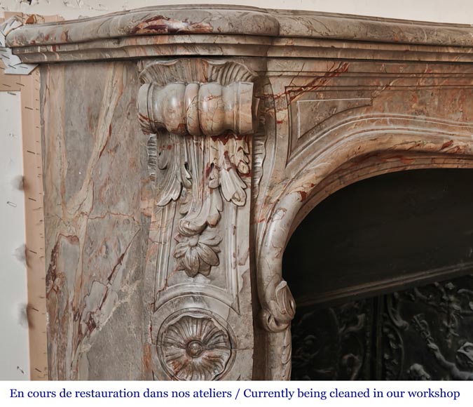 Cheminée de style Louis XV en marbre Sarrancolin Cheminée de style Louis XV en marbre Sarrancolin-4