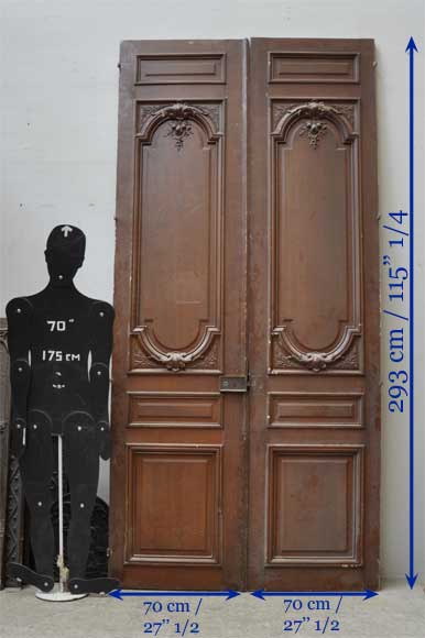 Paire de portes ancienne en bois et en stuc-6