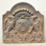 Plaque de cheminée ancienne aux armes de la famille Gaullier de la Selle