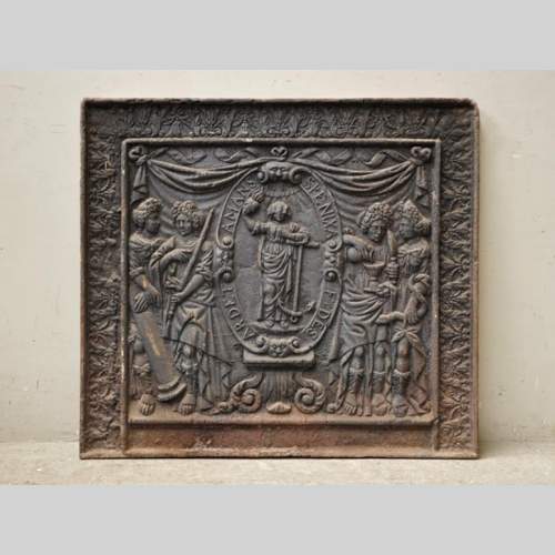 Grande plaque de cheminée ancienne à décor janséniste